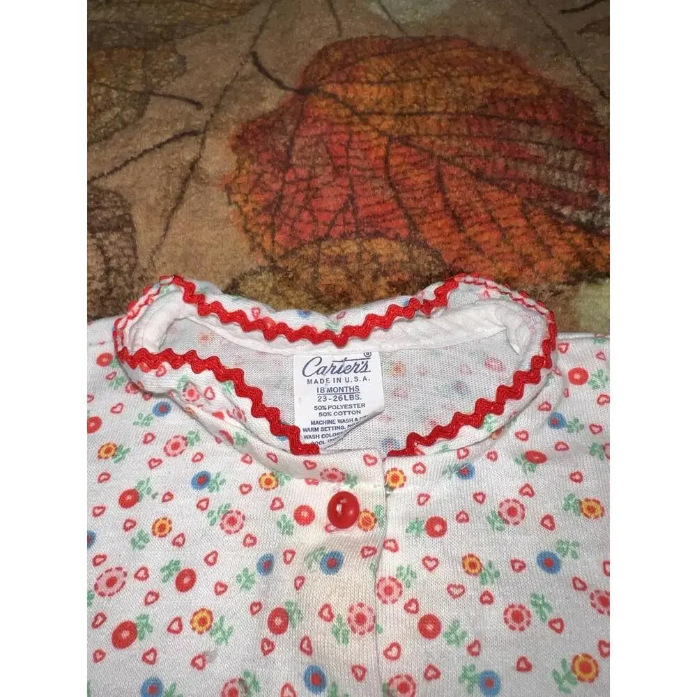 Authentic 70s Carter's Floral‎ Ruffle Top Shirt Made in USA 18 Mo
